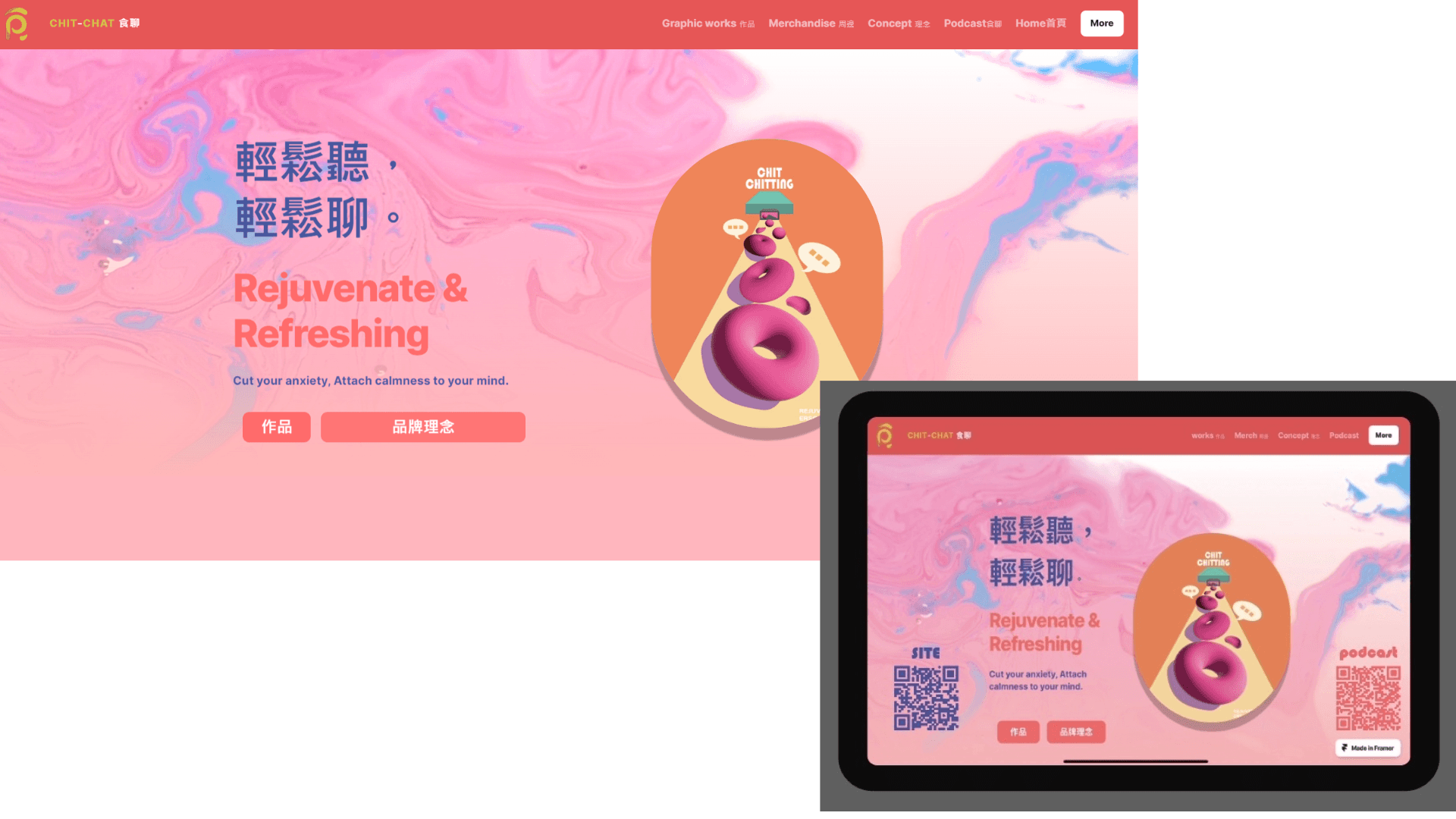 Logo structure — Chinese character 食 deconstructed into the Chit-Chat mark