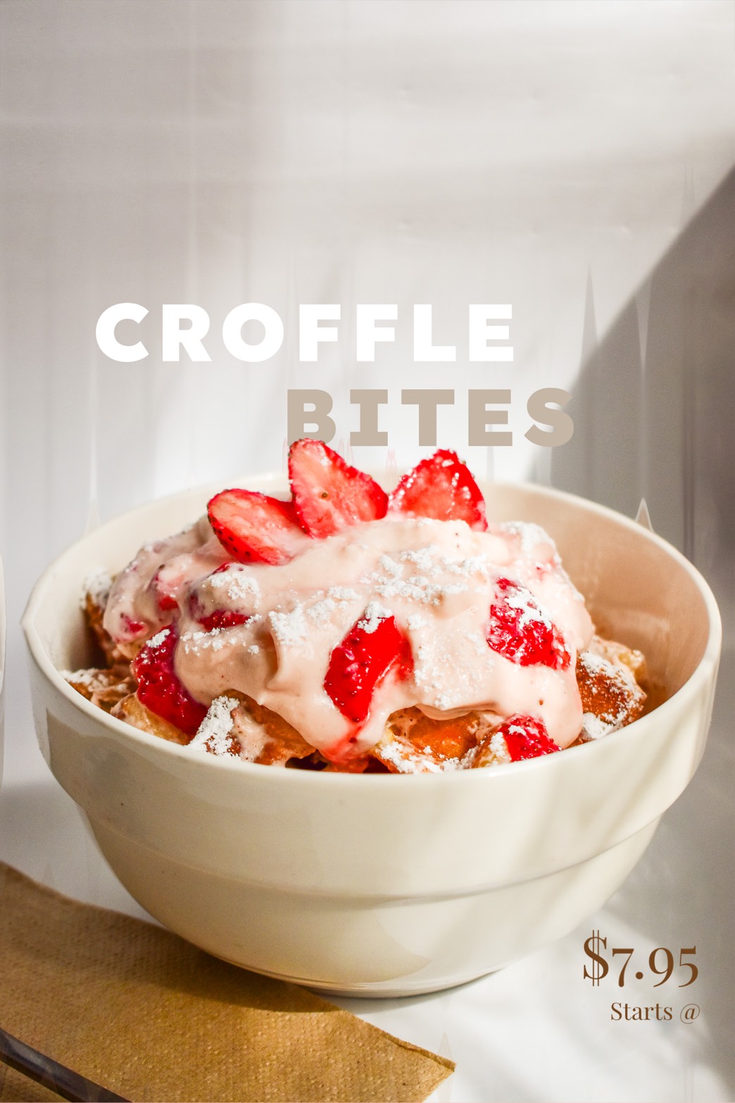 Croffle Bites — food photography with pricing